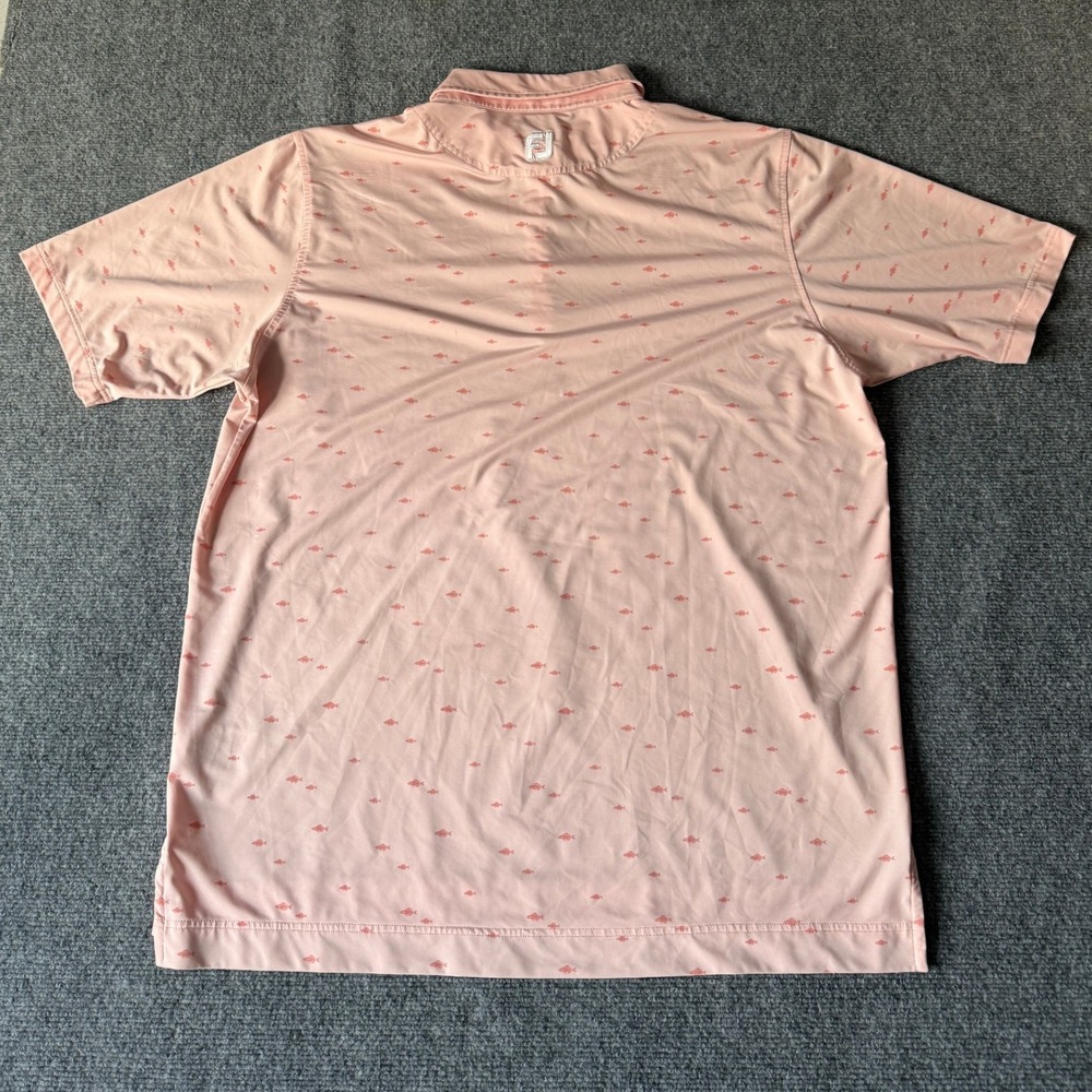 FootJoy Golf Polo Shirt Mens XL Pink Fish Print Short Sleeve Athletic - Picture 2 of 11